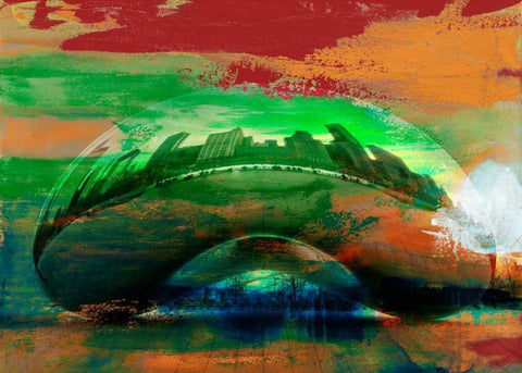 The Bean, Chicago Black Ornate Wood Framed Art Print with Double Matting by Jasper, Sisa