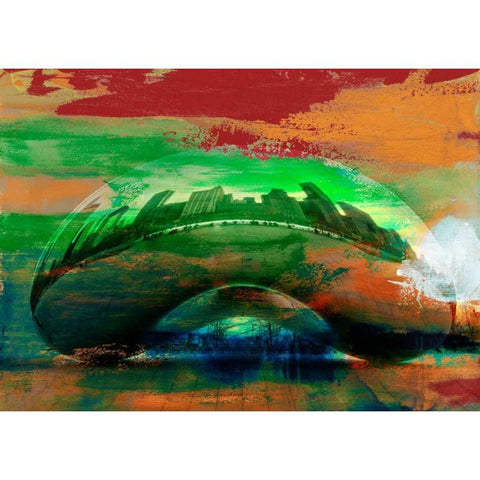 The Bean, Chicago Black Modern Wood Framed Art Print with Double Matting by Jasper, Sisa