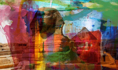 Pharaohs and Pyramids I White Modern Wood Framed Art Print with Double Matting by Jasper, Sisa