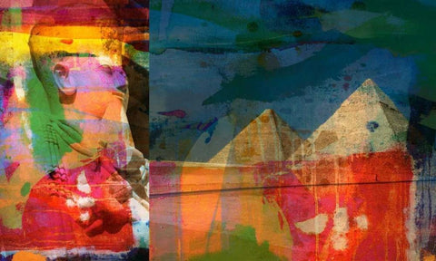 Pharaohs and Pyramids II White Modern Wood Framed Art Print with Double Matting by Jasper, Sisa