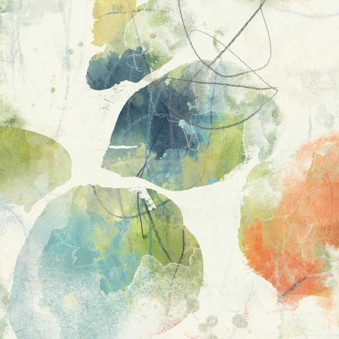 Color Motion II White Modern Wood Framed Art Print with Double Matting by Vess, June Erica