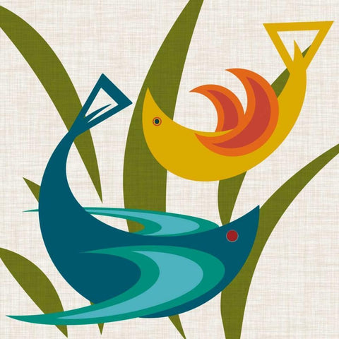 Avian Abstraction I White Modern Wood Framed Art Print by Chandler, Sharon