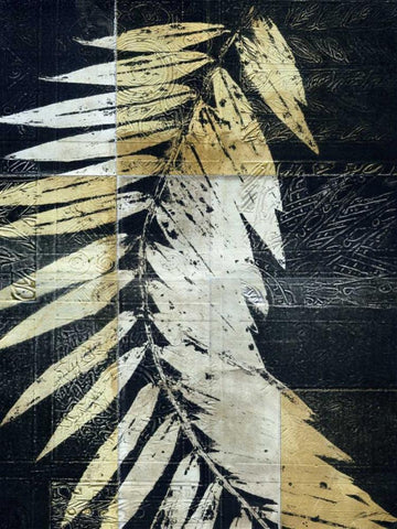 Palm Deco I White Modern Wood Framed Art Print with Double Matting by Butler, John