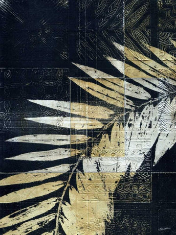 Palm Deco II White Modern Wood Framed Art Print with Double Matting by Butler, John