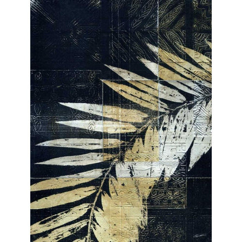 Palm Deco II Black Modern Wood Framed Art Print with Double Matting by Butler, John