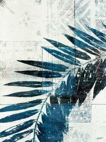 Palm Indigo II Black Ornate Wood Framed Art Print with Double Matting by Butler, John