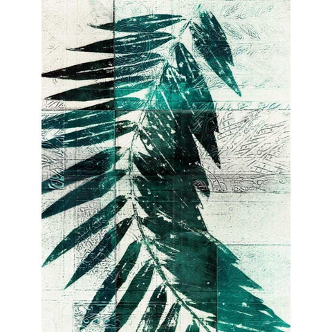 Palm Aqua I Black Modern Wood Framed Art Print with Double Matting by Butler, John