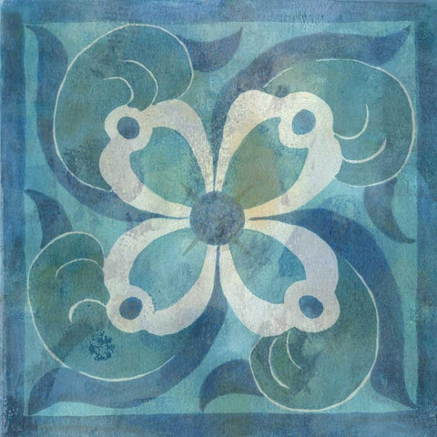 Patinaed Tile V Black Modern Wood Framed Art Print with Double Matting by McCavitt, Naomi