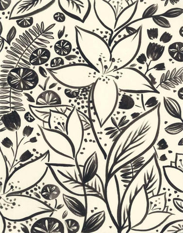 Brushstroke Blossoms I White Modern Wood Framed Art Print with Double Matting by Vess, June Erica