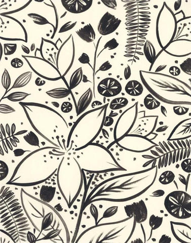 Brushstroke Blossoms II White Modern Wood Framed Art Print with Double Matting by Vess, June Erica