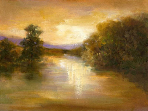 Sunset Glow White Modern Wood Framed Art Print with Double Matting by Finch, Sheila