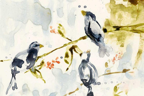 Morning Conversation I White Modern Wood Framed Art Print with Double Matting by Goldberger, Jennifer