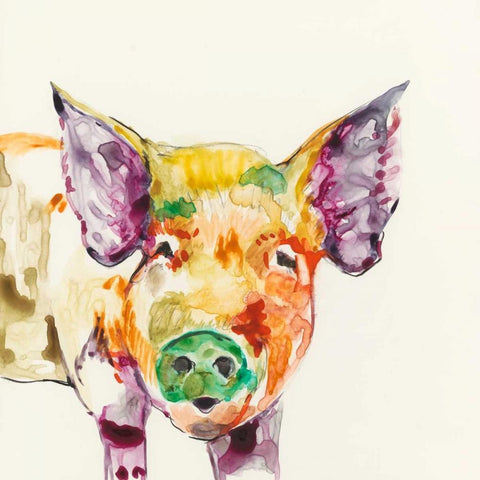 Hi Fi Farm Animals III White Modern Wood Framed Art Print by Goldberger, Jennifer