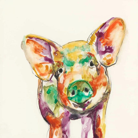 Hi Fi Farm Animals IV Black Modern Wood Framed Art Print with Double Matting by Goldberger, Jennifer