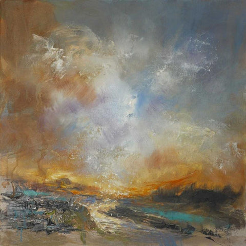 Liquid Gold White Modern Wood Framed Art Print with Double Matting by Doyle, Anne Farrall