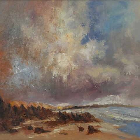 Rocky Shore Black Modern Wood Framed Art Print with Double Matting by Doyle, Anne Farrall