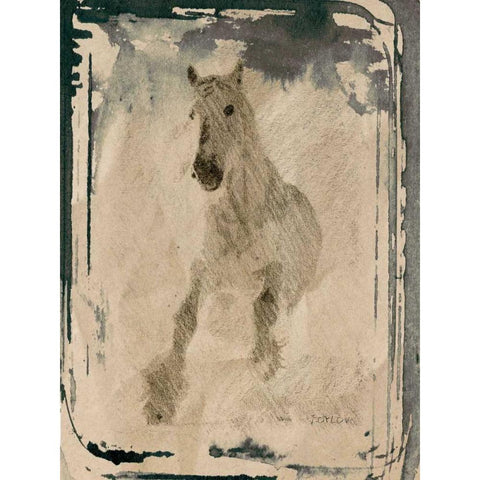 Running Horse IV Gold Ornate Wood Framed Art Print with Double Matting by Orlov, Irena