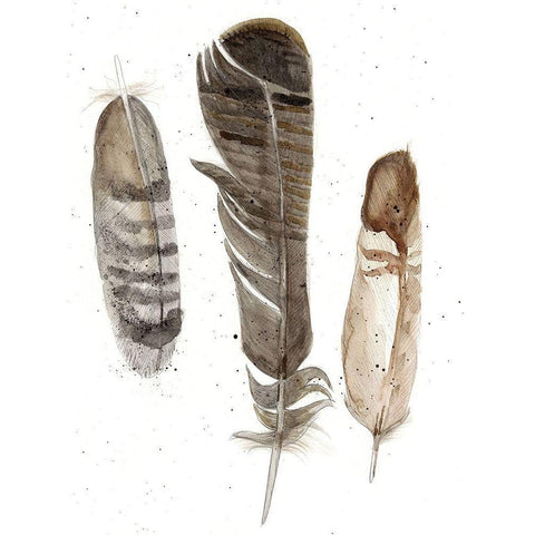 Custom Earthtone Feathers I (ASH) Black Modern Wood Framed Art Print with Double Matting by Ludwig, Alicia