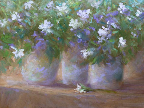 Three Pots Black Ornate Wood Framed Art Print with Double Matting by Finch, Sheila