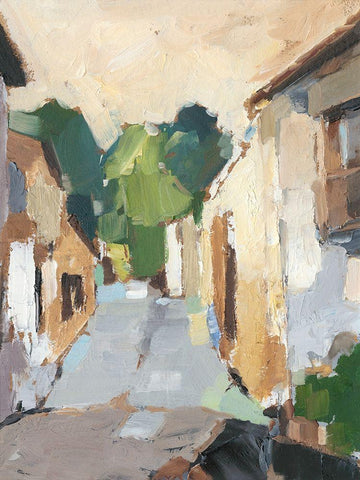 Village Streets I White Modern Wood Framed Art Print with Double Matting by Harper, Ethan