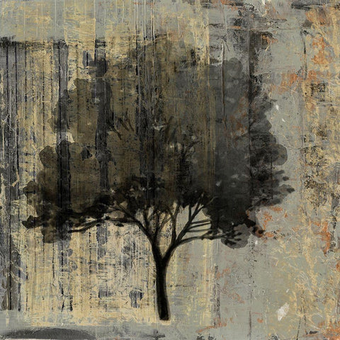 Composition With Tree II Black Modern Wood Framed Art Print with Double Matting by Stellar Design Studio