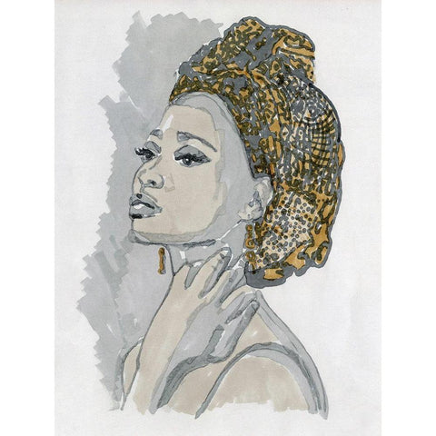 Hidaya II Gold Ornate Wood Framed Art Print with Double Matting by Stellar Design Studio