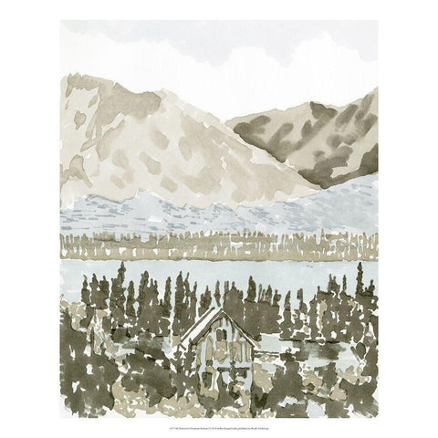 Watercolor Mountain Retreat I White Modern Wood Framed Art Print by Stellar Design Studio