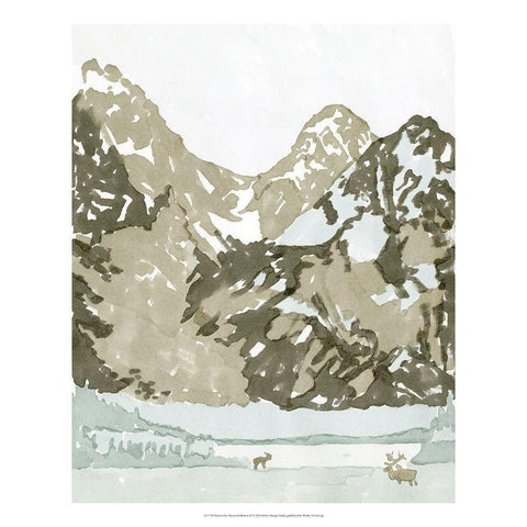 Watercolor Mountain Retreat II White Modern Wood Framed Art Print by Stellar Design Studio