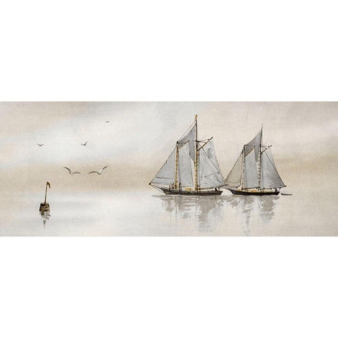 Mystic Sail I Black Modern Wood Framed Art Print with Double Matting by Stellar Design Studio