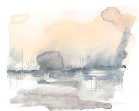 Blush Haze I White Modern Wood Framed Art Print with Double Matting by Goldberger, Jennifer