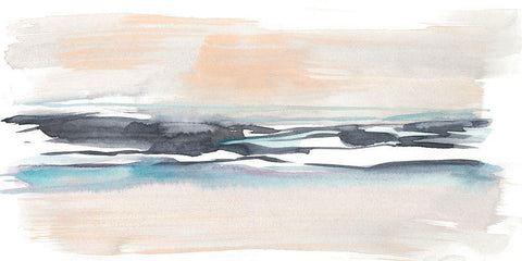 Wending Horizon II White Modern Wood Framed Art Print with Double Matting by Goldberger, Jennifer