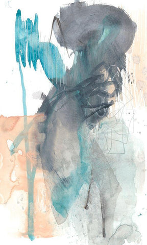 Scribble and Splash I White Modern Wood Framed Art Print with Double Matting by Goldberger, Jennifer