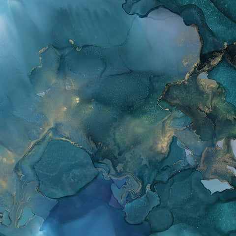 Aquamarine Drift I Gold Ornate Wood Framed Art Print with Double Matting by Borges, Victoria