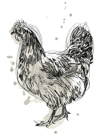 Feathered Fowl IV Black Ornate Wood Framed Art Print with Double Matting by Vess, June Erica