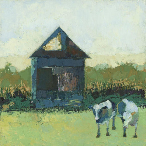 Crooked Cow Barn Black Modern Wood Framed Art Print by Jachimiec, Sue
