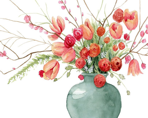 Vogue Bouquet I White Modern Wood Framed Art Print with Double Matting by Popp, Grace