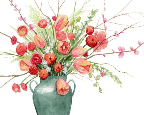 Vogue Bouquet II Black Ornate Wood Framed Art Print with Double Matting by Popp, Grace