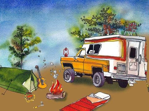 Camp Out I White Modern Wood Framed Art Print with Double Matting by McCreery, Paul