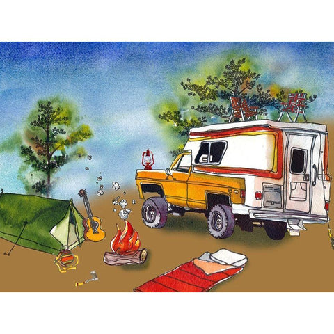 Camp Out I Black Modern Wood Framed Art Print by McCreery, Paul