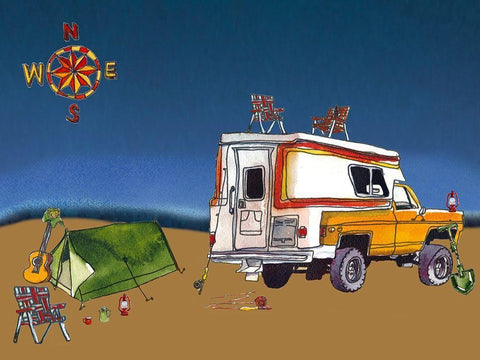 Camp Out II White Modern Wood Framed Art Print with Double Matting by McCreery, Paul