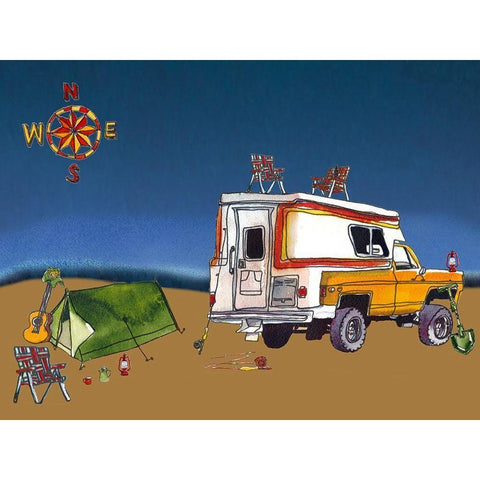 Camp Out II Black Modern Wood Framed Art Print by McCreery, Paul