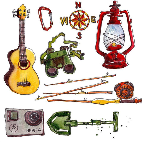 Camp Out III Black Modern Wood Framed Art Print with Double Matting by McCreery, Paul