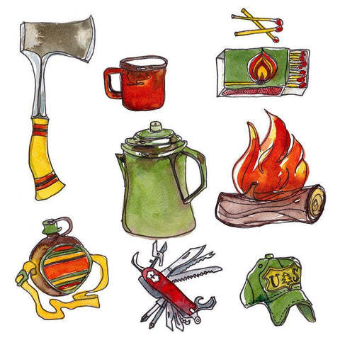 Camp Out IV White Modern Wood Framed Art Print with Double Matting by McCreery, Paul