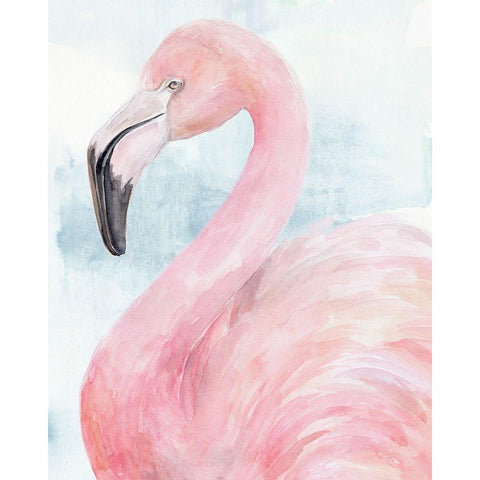 Pink Flamingo Portrait II Gold Ornate Wood Framed Art Print with Double Matting by Parker, Jennifer Paxton