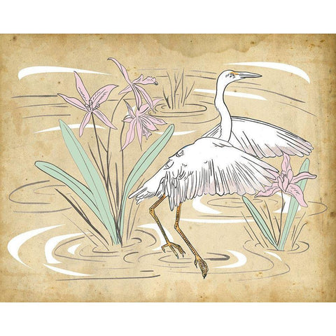 Great Egret I Gold Ornate Wood Framed Art Print with Double Matting by Wang, Melissa