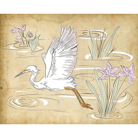 Great Egret II Gold Ornate Wood Framed Art Print with Double Matting by Wang, Melissa