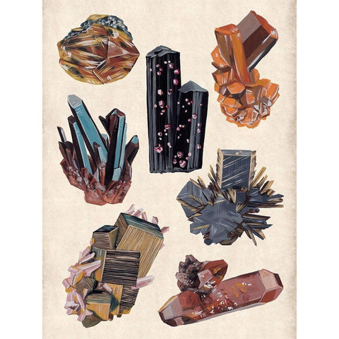 Vintage Minerals I Black Modern Wood Framed Art Print with Double Matting by Wang, Melissa