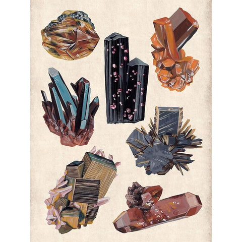 Vintage Minerals I Black Modern Wood Framed Art Print by Wang, Melissa
