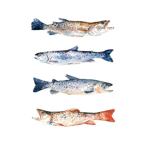 Stacked Trout I White Modern Wood Framed Art Print by Scarvey, Emma