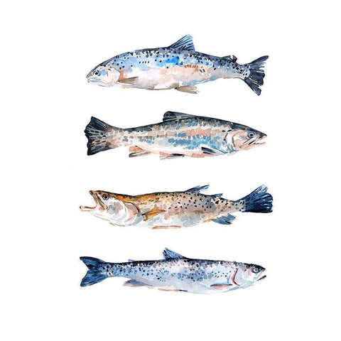 Stacked Trout II White Modern Wood Framed Art Print by Scarvey, Emma